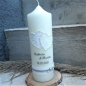Preview: Edle Hochzeitskerze Herzen Perlen Perlenherzen gold silber creme 25x8 cm